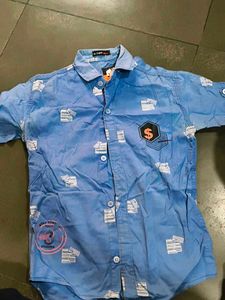 Boys Blue Graphic Print Shirt