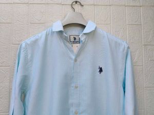 New with tag Light Blue Striped Button-Up Shirt