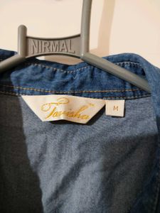 Denim Midi Dress with Embroidery