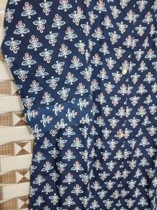 Blue &amp; White Floral Print Kurti