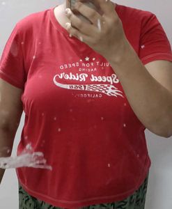 Vibrant Red "Speed Rider" Graphic Tee