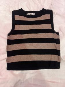 Zara Striped Sleeveless Knit Top