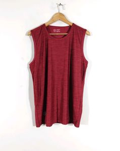 Maroon Plain Active Sleeveless T-shirt (Men)