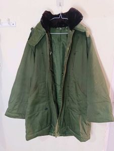 Men's Olive Green Military Parka Jacket - Heavy Wi