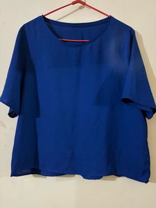 Elegant Blue Boxy Blouse