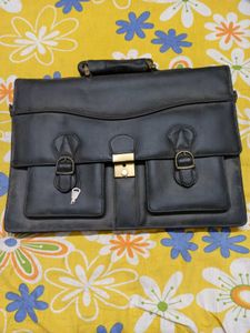 Classic Black Faux Leather Briefcase