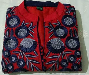 Embroidered Red Kurta