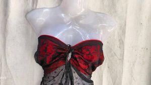 Exquisite Red &amp; Black Lace Top