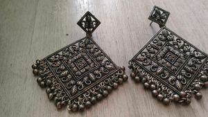 Statement Silver Tone Drop Earrings