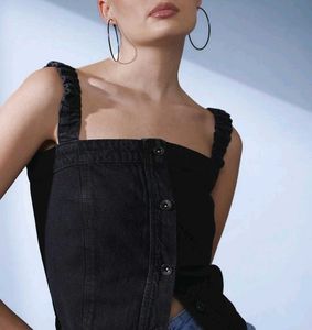 Cute Black Denim Tank Top