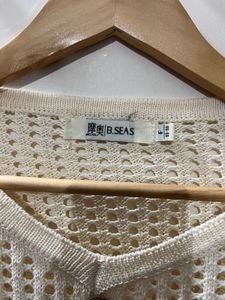 B.SEAS Cream Open-Knit Cardigan
