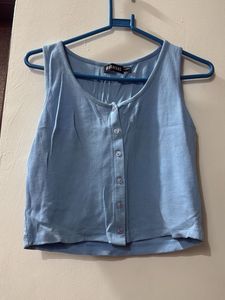 Baby Blue Button-Up Tank Top
