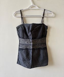 Chic Grey Lace Trim Cami Top