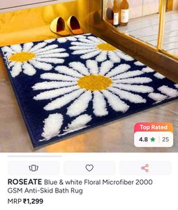Machine Washable Daisy Flower Bath Mat