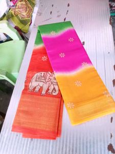 Vibrant Elephant Print Saree