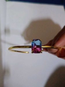 Gold Bangle Bracelet with Gemstone
