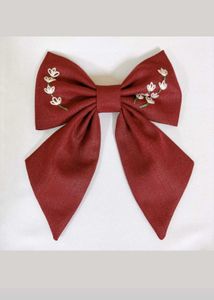 Floral Embroidered Hair Bow