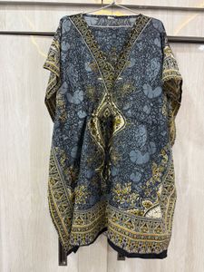 Boho Grey Kaftan Tunic Top