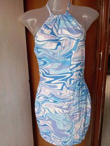 Boho Marble Print Halter Dress