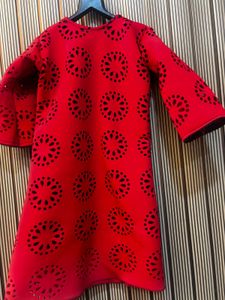 Red Floral Cut-out Dress