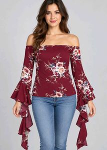 Floral Off-Shoulder Bell Sleeve Top