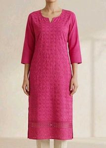 Vibrant Pink Embroidered Kurta