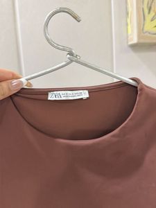 Zara Brown Sleeveless Crop Top
