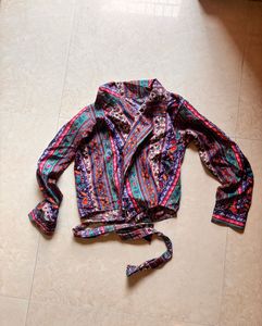 Boho Print Wrap Blouse
