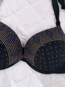 Sparkly Black Halter Bikini Top