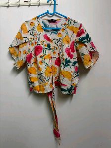 Floral Tie-Front Blouse