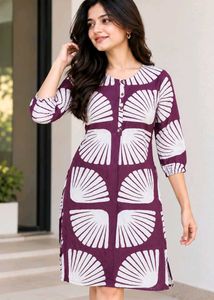 Stylish Purple Kurta with White Fan Print