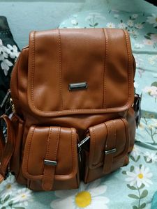 Stylish Brown Faux Leather Backpack