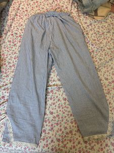 Striped Culottes with Lace Trim