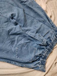 Blue Denim Cargo Pants