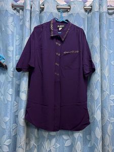 purple shirt collar kaftan