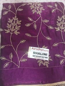 Beautiful Brinjal Colour 3 Piece Suit Set