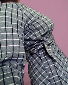 Checked Tie-Waist Tunic Top