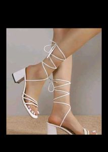 White Lace-Up Heels