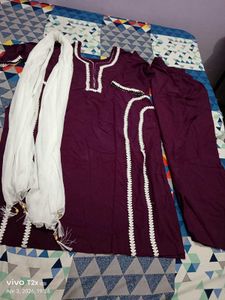 purple kurta set with lace work