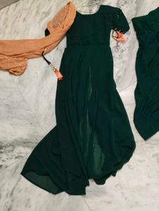 Emerald Green Embroidered Anarkali Suit