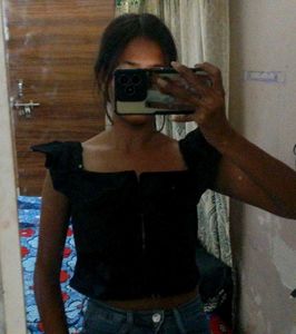 Chic Black Square Neck Top.
