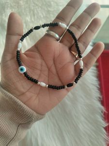 92.5 Silver Black Beads Payal For Women
