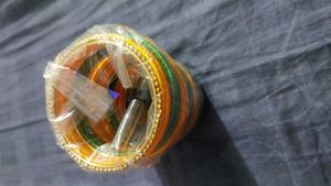 Silk Thread bangles in green and yellow