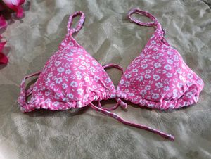 5.Pink Floral Bikini Top