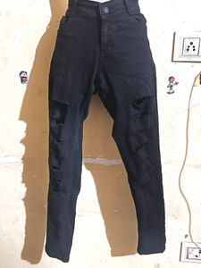 Distressed Black Denim Jeans