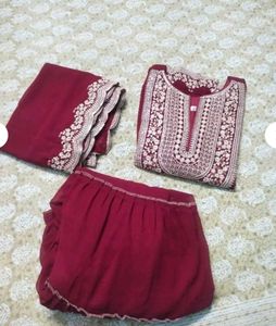 174.Maroon sharara set(XXL)