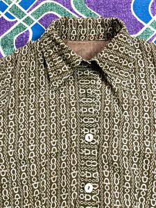 Patterned Button-Down Shirt Kurti