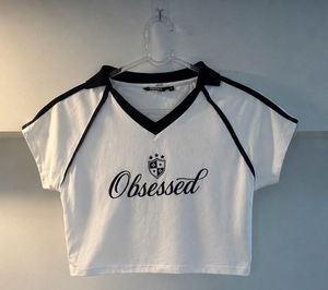 White "Obsessed" Crop T-Shirt