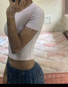 Basic H&amp;m baby Pink fitted T-Shirt