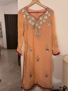 Peach &amp; Hot Pink Gotapatti Sharara suit